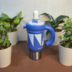 1000ml Decorative Insulated Mug with Handle & Straw