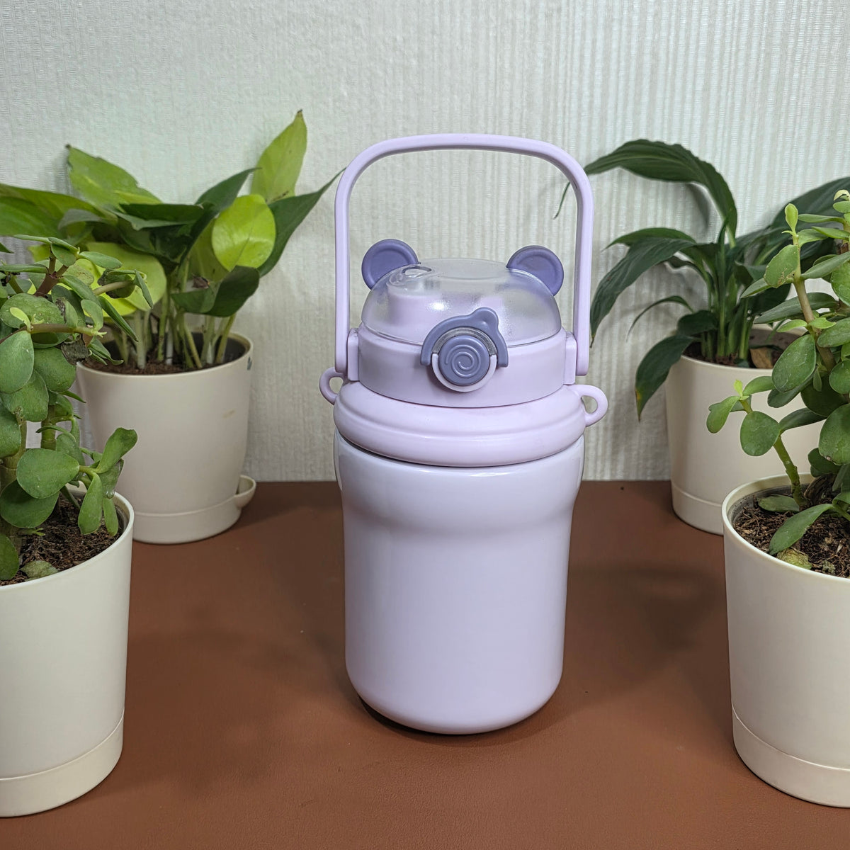 850ml Cute Bear Ear Kids Insulated Bottle with Handle
