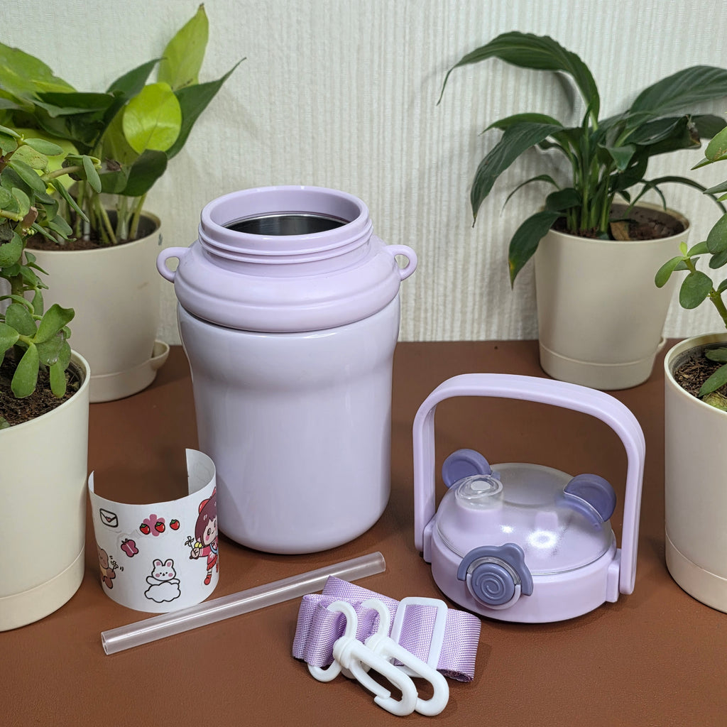 850ml Cute Bear Ear Kids Insulated Bottle with Handle