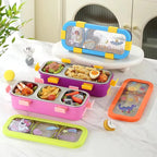 600ml/500ml Rectangular Stainless Steel Lunch Box with Silicone Clips