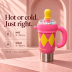 1000ml Decorative Insulated Mug with Handle & Straw