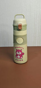 500ml Cute Bear Print Insulated Bottle with Flip Lid