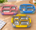 900ml Individually Sealed Stainless Steel Lunch Box, 4-Compartment + Bowl + Cutlery