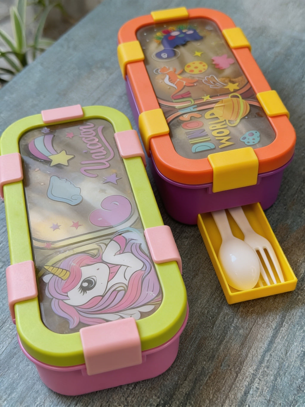 600ml/500ml Rectangular Stainless Steel Lunch Box with Silicone Clips