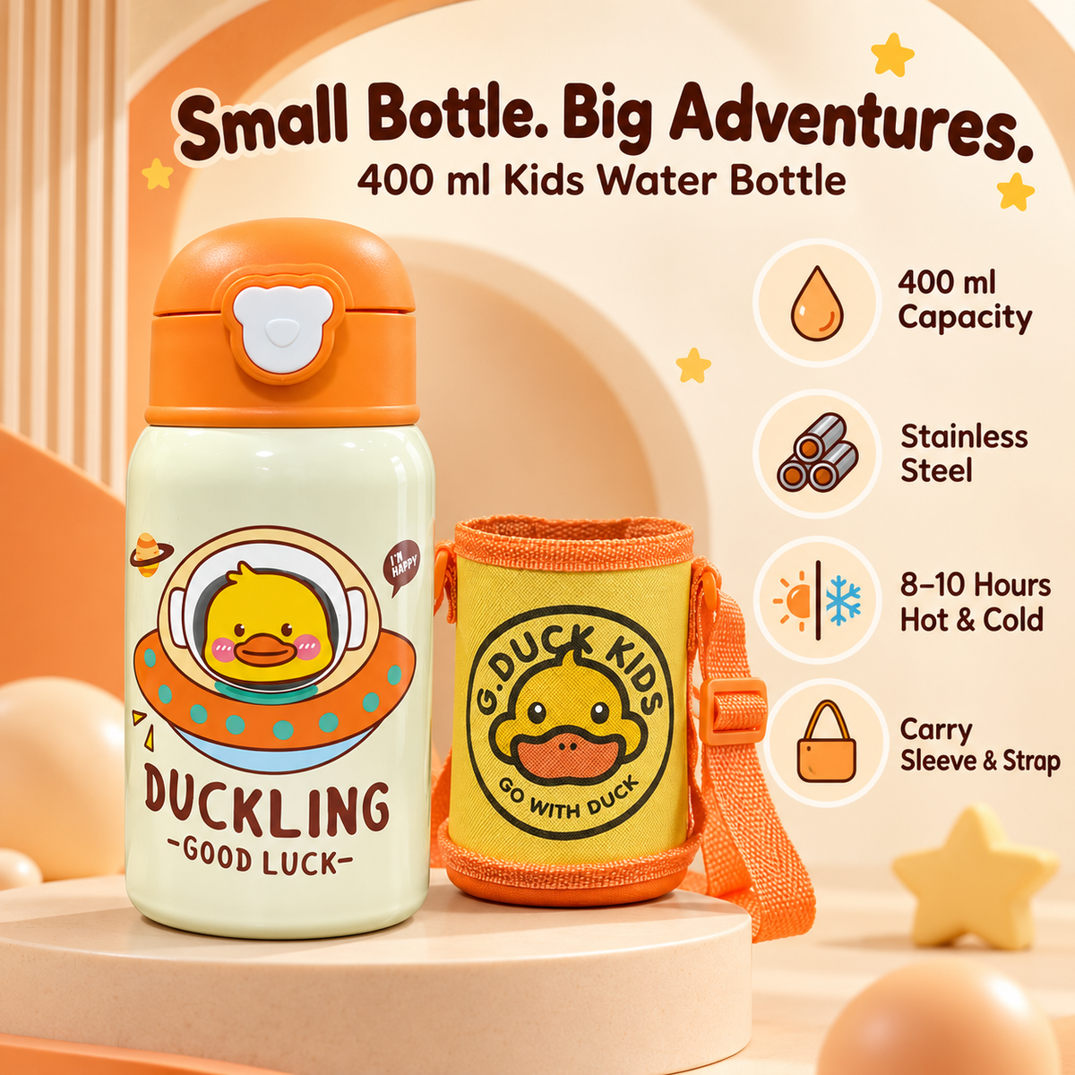 400ml kids duckling insulated bottle