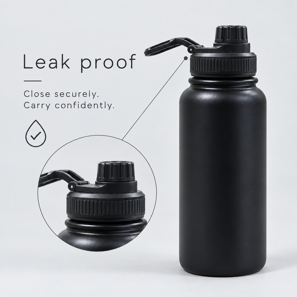 1000ml insulated bottle, leak-proof lid detail