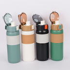 550ml sports insulated bottle with straw and silicone sleeve