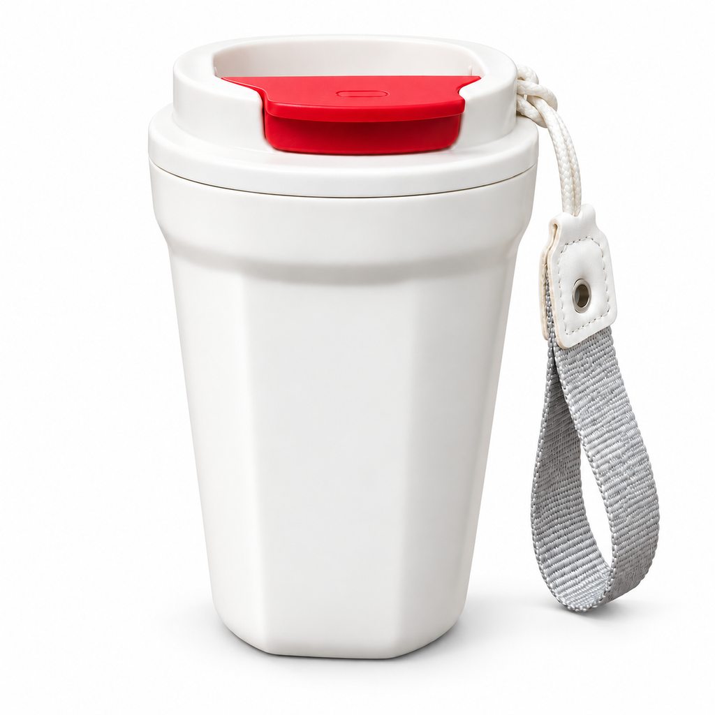 White 500ml insulated coffee mug