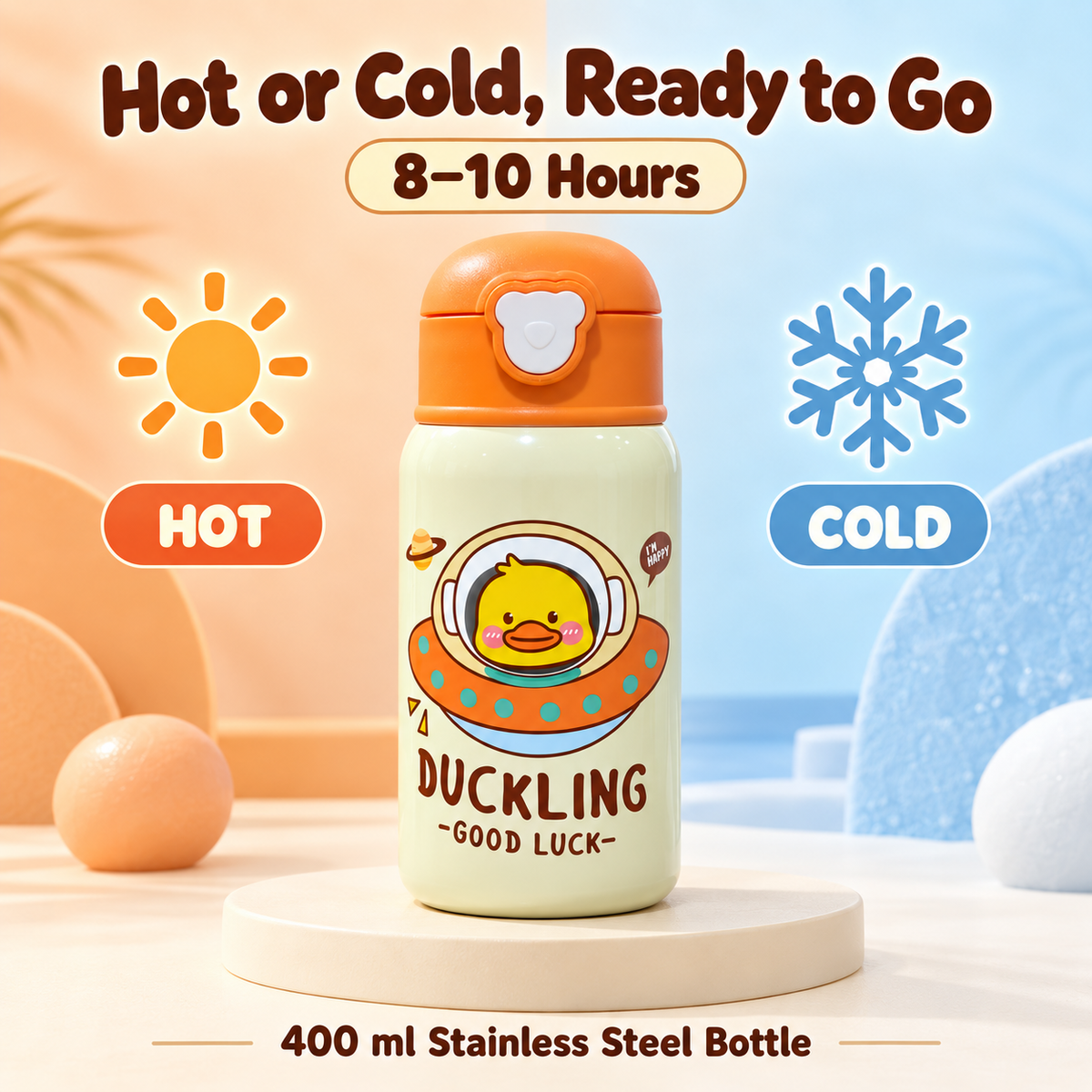 400ml kids duckling insulated bottle