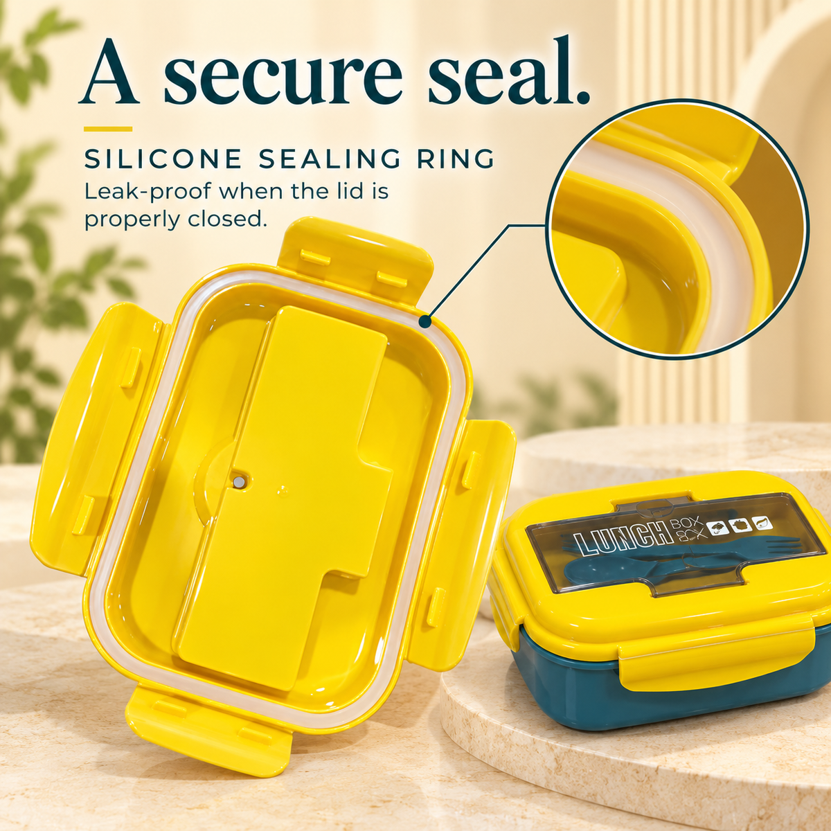 1100ml lunch box secure-seal lid detail