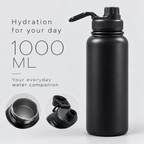 1000ml wide mouth insulated sports bottle, black