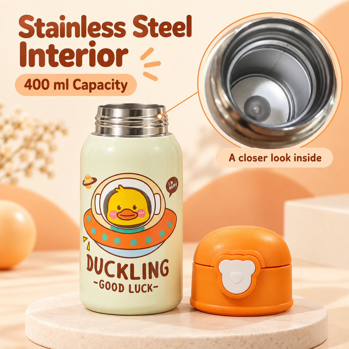 400ml kids duckling insulated bottle
