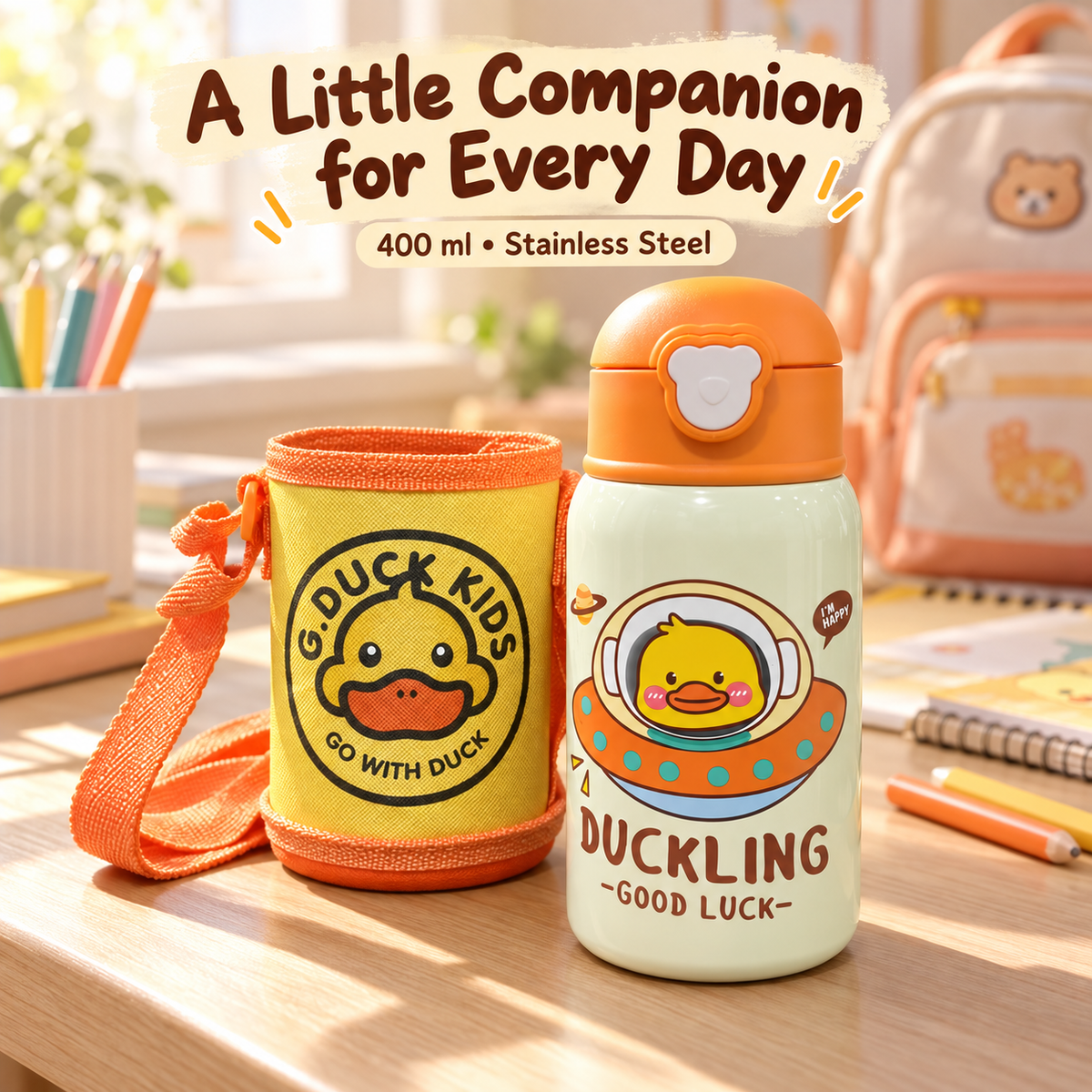 400ml kids duckling insulated bottle