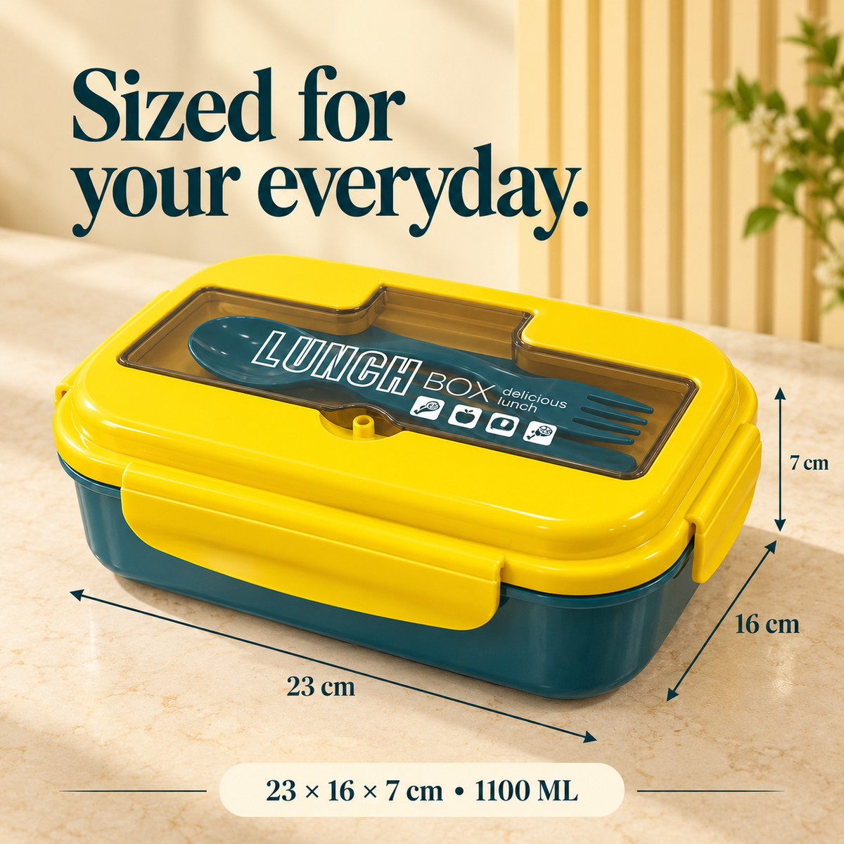 1100ml 3-compartment lunch box, everyday size